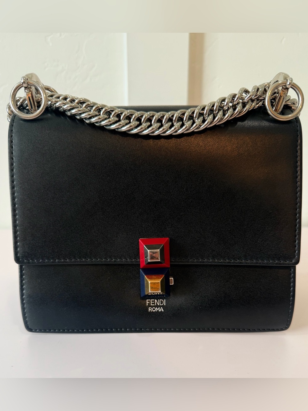 Fendi Kan I Small 8M0381 Rainbow Stud Black Calfskin Shoulder/Crossbody✨